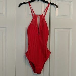 NEW Red Carter red mesh one piece swimsuit